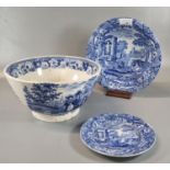 Copeland Spode 'Italian' pattern blue and white transfer printed bowl with printed and impressed