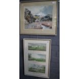 B Eyre Walker, Snowdonia landscape, signed dated 1950. Watercolours. 34x42cm approx. Framed and
