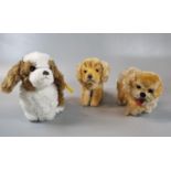 Group of three Steiff miniature fur animals, to include: brown and white puppy, a 'Revue Susi' puppy