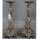 Pair of good quality WMF 19th century silver plated baluster shaped foliate decorated candle sticks