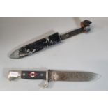 WWII German Hitler Youth type dagger with scabbard. 25.5cm ling overall. (B.P. 21% + VAT)