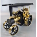 German 'Hobby- Technik' brass live steam traction engine model marked 'Wilesco.'. Original box. (B.