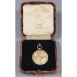 9ct gold fob, 'Great Western Railways for 15 years first aid efficiency, Albert S Morris 1940', in