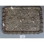 Silver repoussé foliate decorated gadroon edged tray. Birmingham hallmarks. 7.8 troy oz approx. (B.