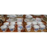 Two trays of Royal Albert English bone china Friendship series 'Sweet Pea' design teaware to