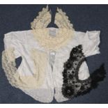 Small collection of textiles to include: hand and machine made lace collars, Maltese lace and an