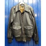 Vintage Mil-tec size L dark brown pleather bomber jacket with cotton lining and sewn in canvas