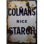 Vintage 'Colman's Rice Starch' enamel sign. 93x61cm approx. (B.P. 21% + VAT)