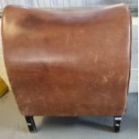 Hand made leather upholstered equestrian Saddle Display Stand, on turned legs. By County Saddlery.