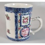 18th century Chinese export porcelain straight sided mug with moulded dragon handle, overall