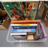 Box of assorted vintage board games to include: Triang '007 Underwater Battle', Minic Motorways,