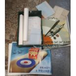 Collection of WWII period reproduction posters together with a group of ordinance survey maps,