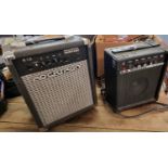 Rocktron Rampage R10 guitar practice amplifier and BB Blaster guitar practice amplifier together