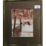 Tom J Nash (Welsh born 1931), 'Edge - Venice', signed. Pastels and watercolours. 19x14.5cm