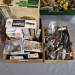 Box of assorted Aifix and other construction kits to include: 1/16 scale Bandai Steam Traction