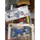 Box of 1:18th scale diecast vehicles in original boxes to include: Burago Bugatti Type 59 and Type