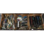 Three boxes of model railway items mostly N gauge to include: Delprado Collection 1:160 scale,