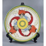 Wedgwood Clarice Cliff Centenary Collection Bizarre 'Solitude' pattern charger with printed marks to