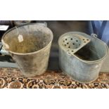 Two vintage galvanised metal buckets. (B.P. 21% + VAT)