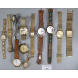 Collection of assorted modern gents and ladies wristwatches, various, to include: Tissot gold plated