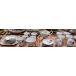 Two trays of Royal Stafford English bone china 'Roses to Remember' design tea ware to include: cups,