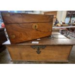 Victorian walnut metal mounted writing slope and and oak metal mounted bible box. (2) (B.P. 21% +