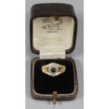 18ct gold bark finish diamond and sapphire ring. Size K1/2. 4.6g approx. (B.P. 21% + VAT)