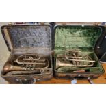 Two similar cornets in fitted cases, by Besson. (2) (B.P. 21% + VAT)