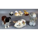 Collection of china to include: Leonardo Collection puppies, Beswick Panda, Nao Spanish porcelain