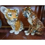 Portuguese ceramic baby Leopard together with a ceramic fireside Cheetah. (2) (B.P. 21% + VAT)