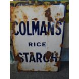 Vintage 'Colman's Rice Starch' enamel sign. 93x61cm approx. Together with 1950s 'Wills Golden