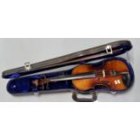 Stradivarius copy student violin in fitted case with bow. (B.P. 21% + VAT)
