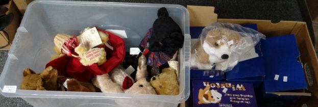 Two boxes of teddy bears and other soft toys to include: Hermann 'Little Red Riding Hood' and