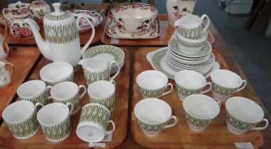 Two trays of Shelley English fine bone china 'Apollo' design china to include: a fifteen piece