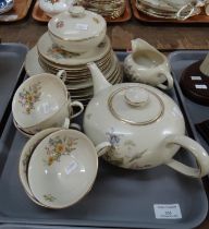 Bavarian China tea set by Hutchenreuther, transfer printed with floral decoration on a cream ground.