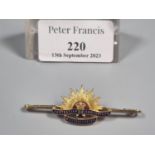 15ct gold Australian Commonwealth military forces enamel tie pin/brooch. 4.5g approx. (B.P. 21% +