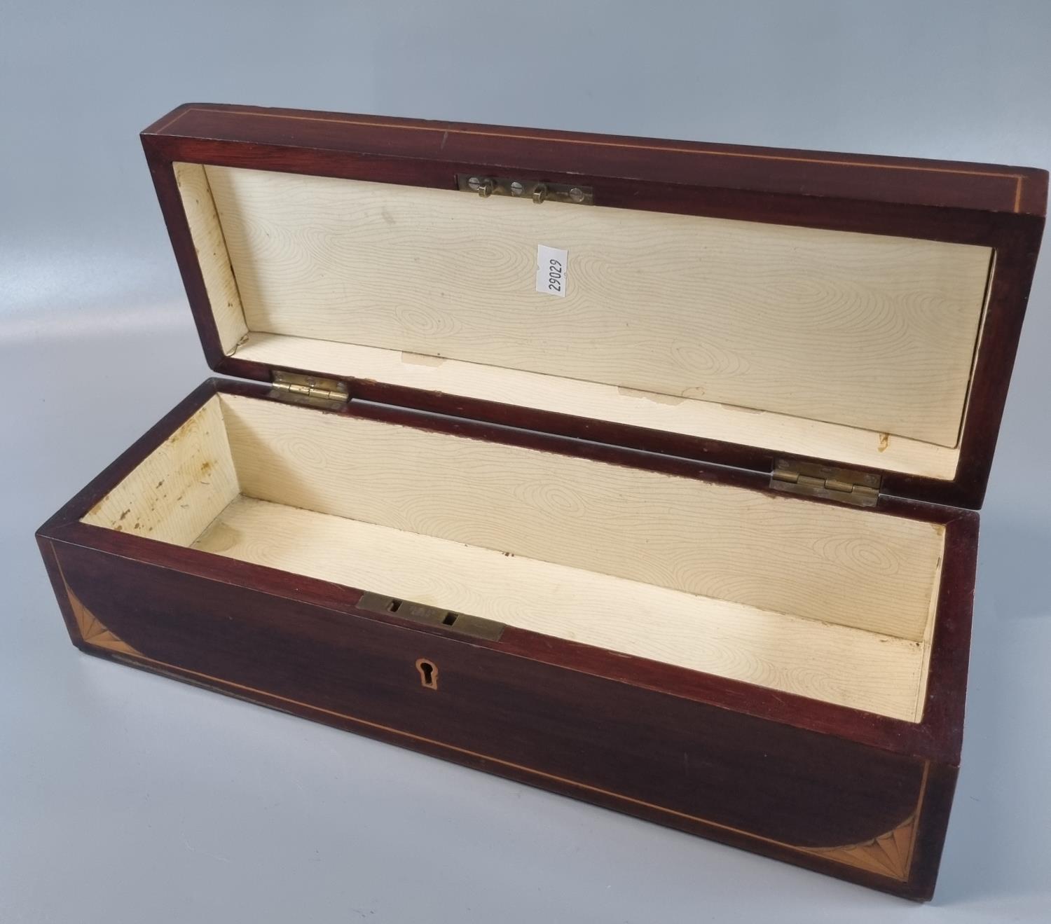 Edwardian mahogany inlaid and cross banded glove box. (B.P. 21% + VAT) - Image 2 of 2