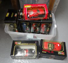Collection of Burago 1:18 and 1:24 scale diecast model vehicles, to include: Mercedes Benz SSK 1928,