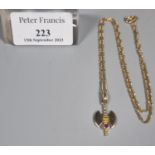 9ct gold chain/necklace with Axe pendant. 3.7g approx. (B.P. 21% + VAT)