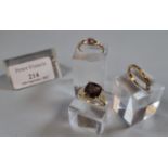 9ct gold brown and clear stone dress ring (3.4g approx) together with yellow metal five stone