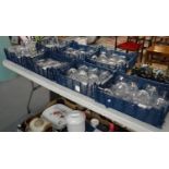Seven crates of glassware to include: various drinking glasses, liqueur glasses, wine glasses,