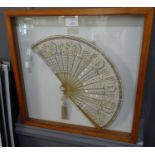 Framed and glazed decorative fan with applied sequin decoration and tassel. (B.P. 21% + VAT)