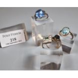 9ct gold Art Deco design green and clear stone ring. 2.4g approx. Size L. Together with collection