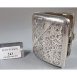 Early 20th century silver chased cigarette case, Birmingham hallmarks, 2.4 troy oz approx. (B.P. 21%