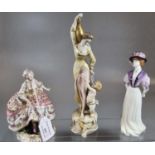 Royal Worcester 'Lady Camille' figurine together with a continental figure of a lady and an