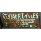 Single sided enamel metal sign. Centaur Cycles, 'The Word's Lightest and Best since 1876'.