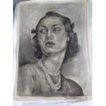 Chamberlin, (mid 20th century French) head and shoulder portraits of women, signed. Graphite on