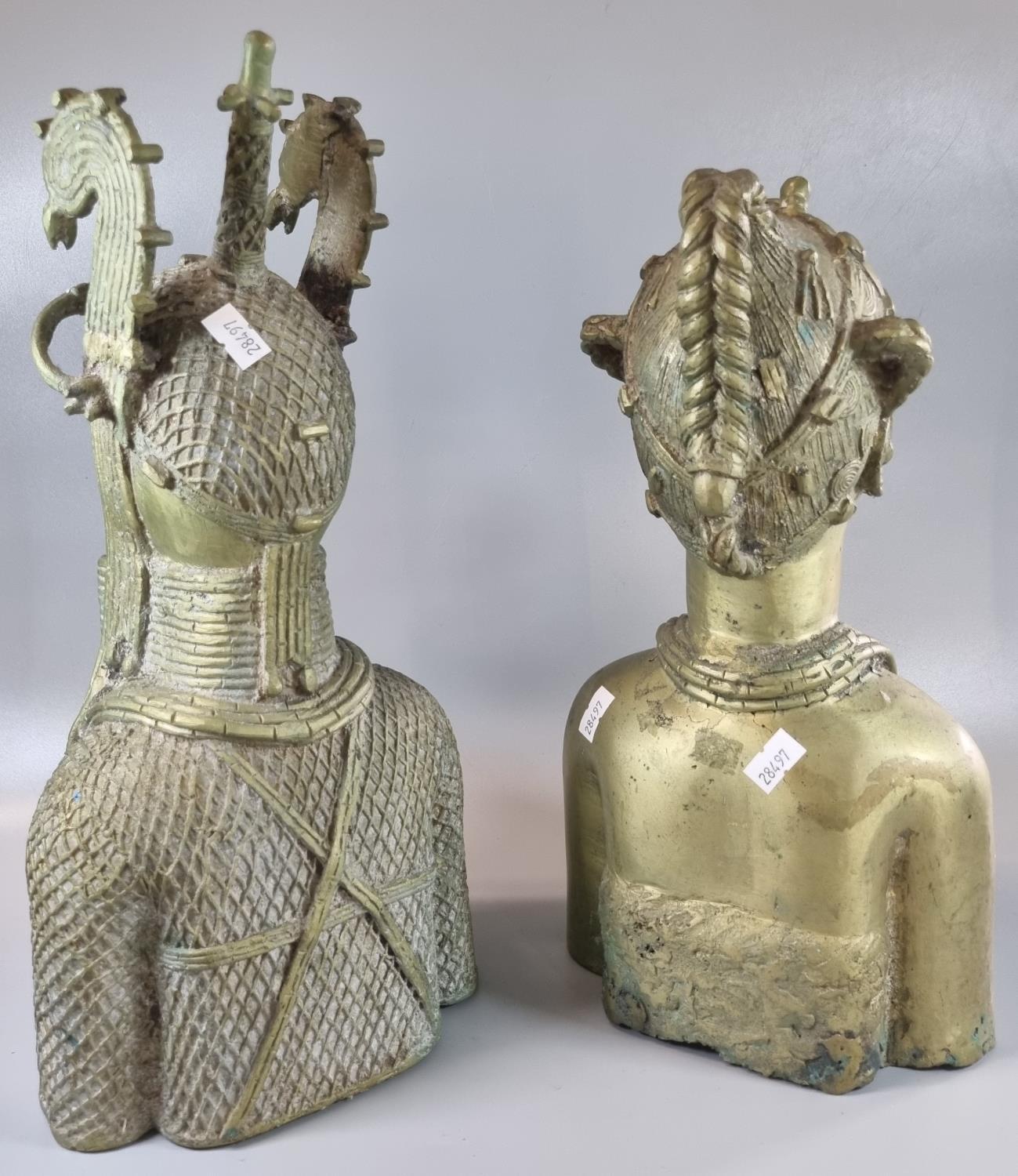 Two good quality cast bronze bust representations of a King and Queen of the Ancient African Kingdom - Image 3 of 3