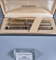 Sheaffer USA 14K nib fountain pen together with two other fountain pens, one marked Ridium Point