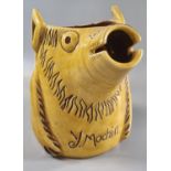 Modern Ewenny pottery zoomorphic jug in the form of a pig incised 'Y Mochin' marked to the base '